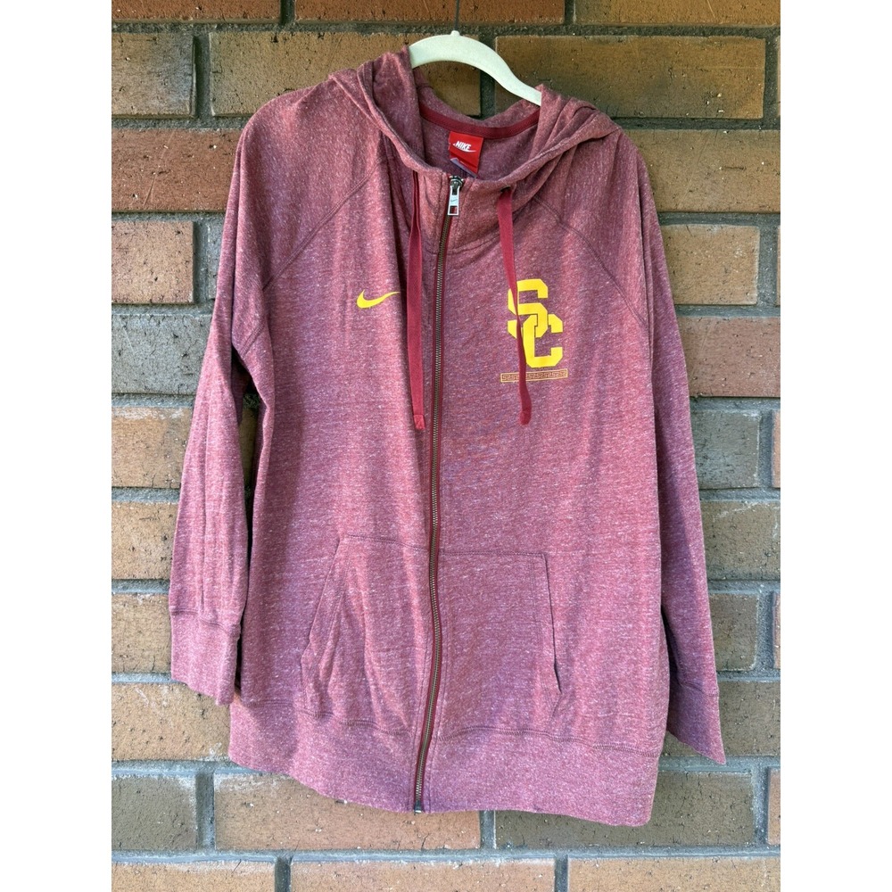USC Trojans Full Zip Hoodie Nike Cardinal Lightweight Sweater | Womens Size XXL